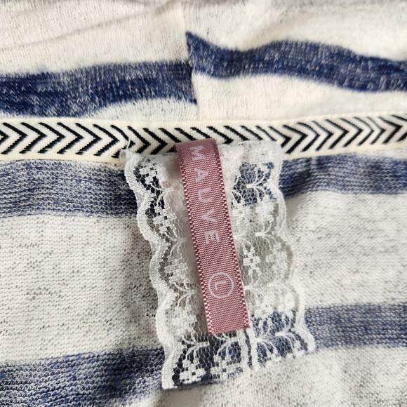 Anthropologie Mauve Slub Knit Striped Open Cardigan Sweater Size Large - Picture 4 of 6